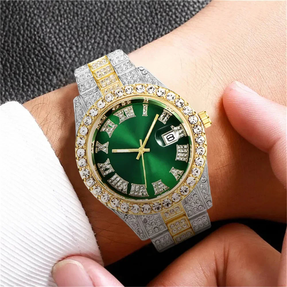 Relogio Masculino Men's Watches Luxury Quartz Watch Stainless Steel Diamond Fashion Luminous Clock Gift Watch Calendar 2023