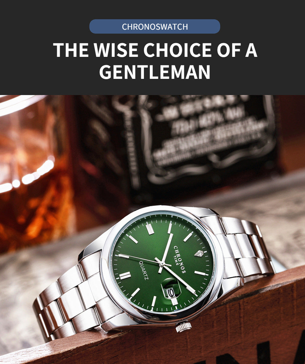 CHRONOS Top Brand Luxury Man Wristwatch Waterproof Luminous Date Men Watches Stainless Steel Quartz Men's Watch Male reloj