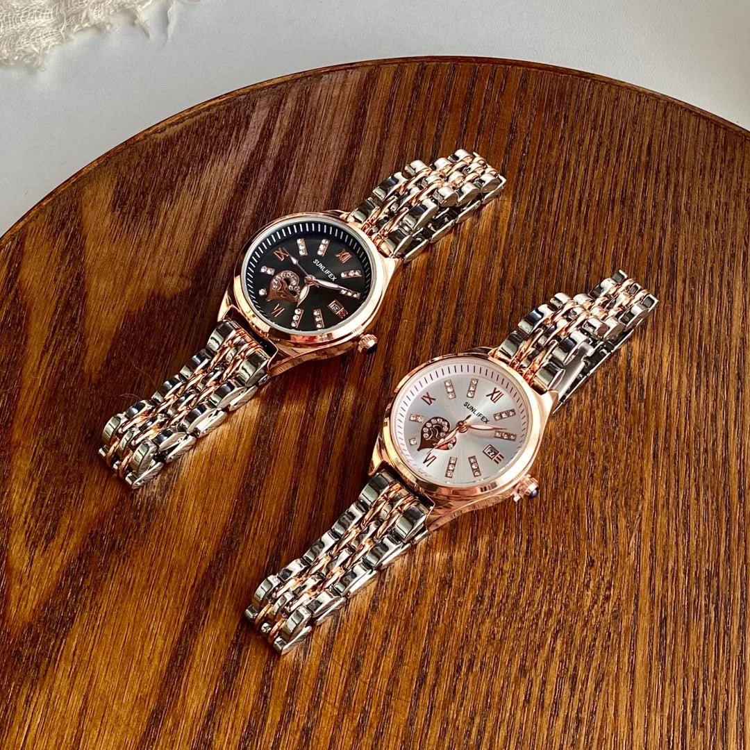 Luxury Watches For Women Lover Dial Rose Gold Stainless Steel With Date Quarzt Wristwatch Ladies Watches Relogio Feminino