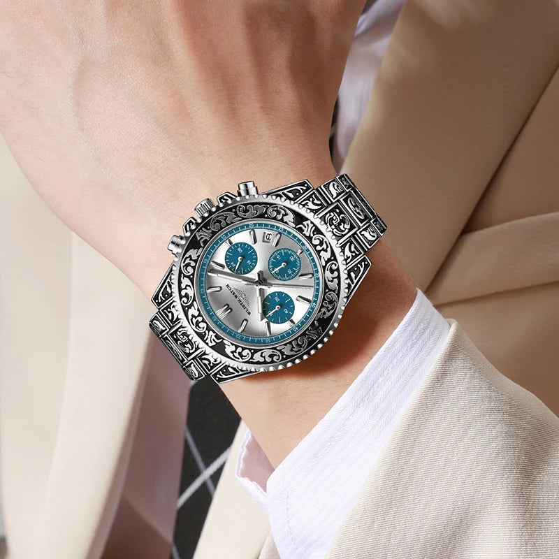 Retro Luxury Watches for Man Automatic Watch Sculpture Wrist Watch Waterproof Stainless Steel Watch Men's Clock Vintage reloj