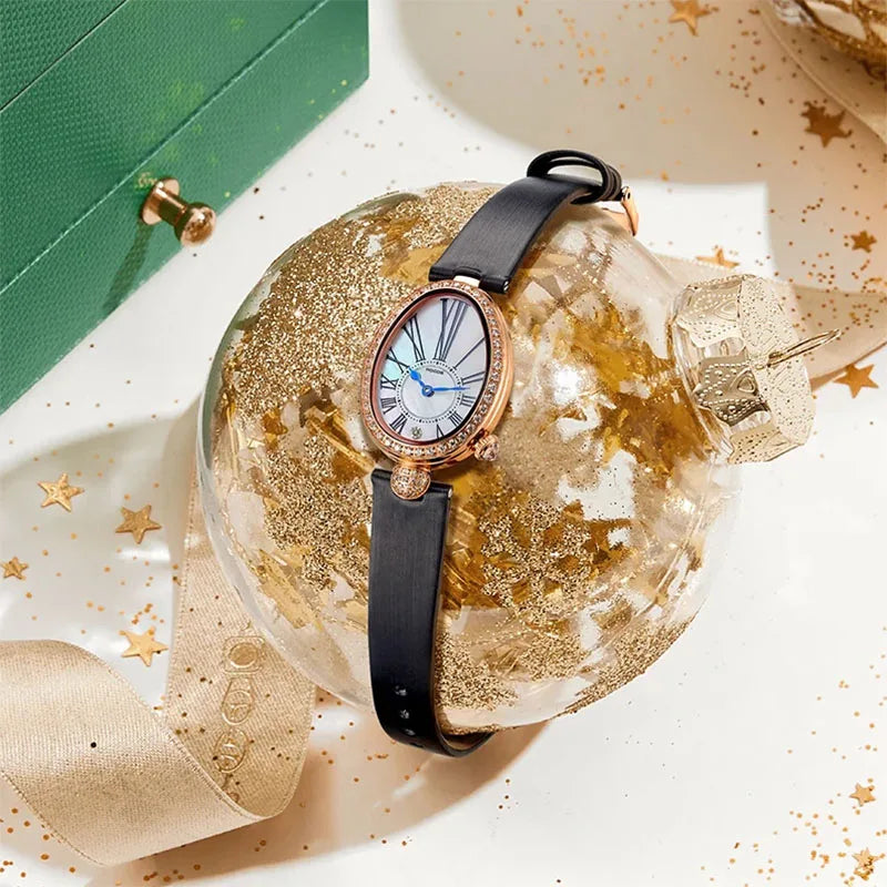 ROCOS Luxury Brand Woman Watch High Quality Fashion Oval Ladies Fashion Quartz watches Leather Waterproof  Watch for Women R0233