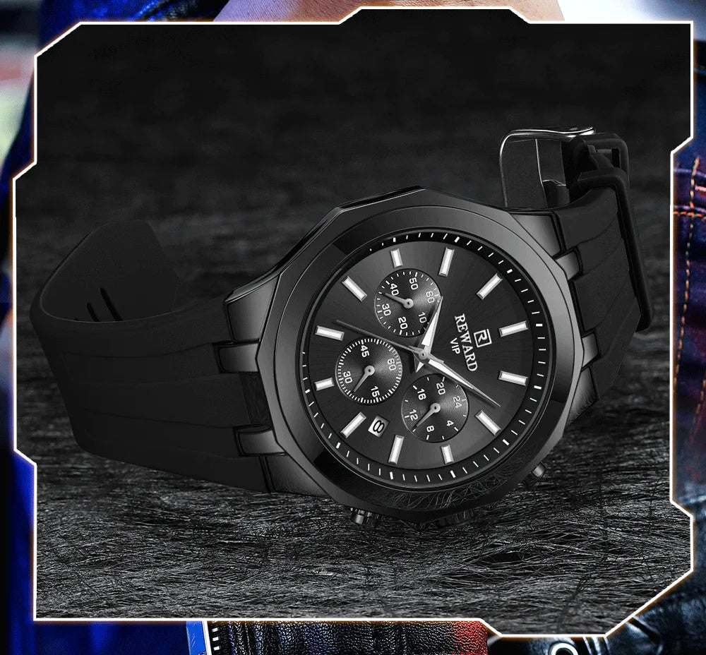 REWARD Mens Watches Top Luxury Brand Waterproof Sport Wrist Watch Chronograph Quartz Military Genuine Relogio Masculino
