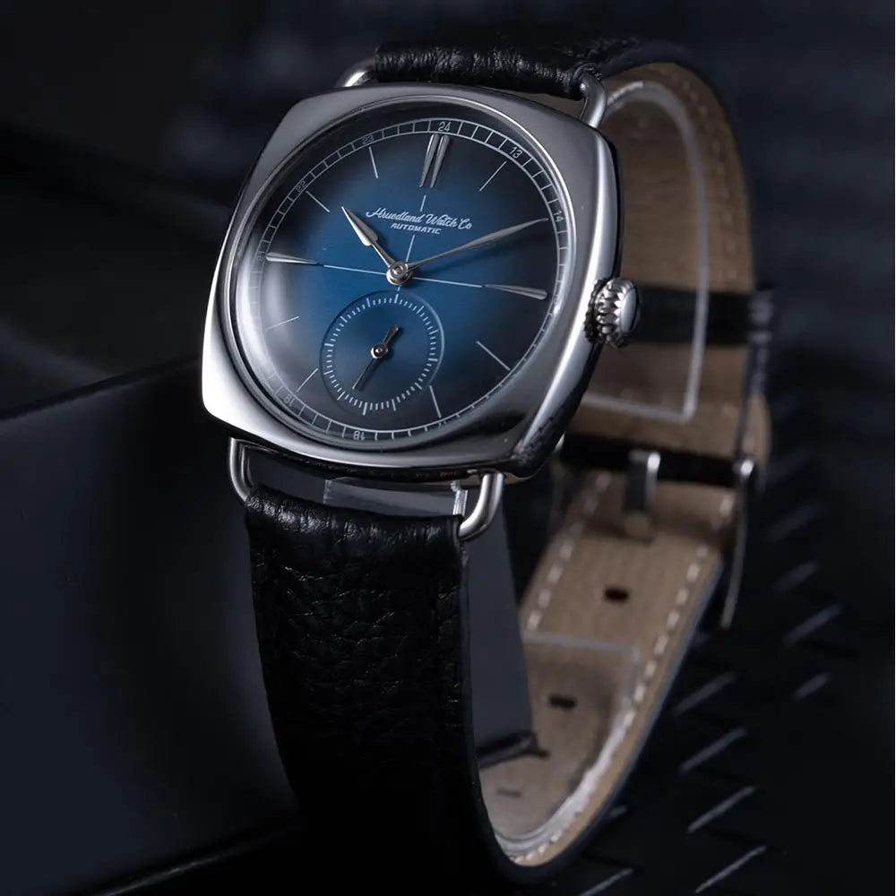 Hruodland 2024 New Retro Men's Automatic Mechanical Watches F028 Stainless steel brown leather Waterproof 10Bar reloj hombre