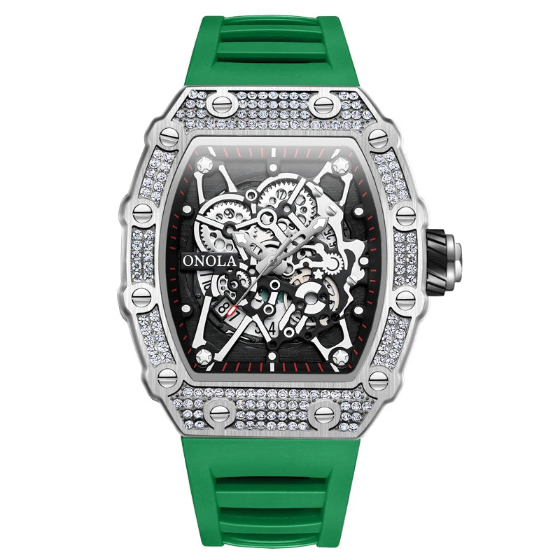 2022 New Men's Watch ONOLA Fashion Luxury Diamond Inlaid Design Quartz Waterproof Tape Watches Men Relogio Masculino Clock
