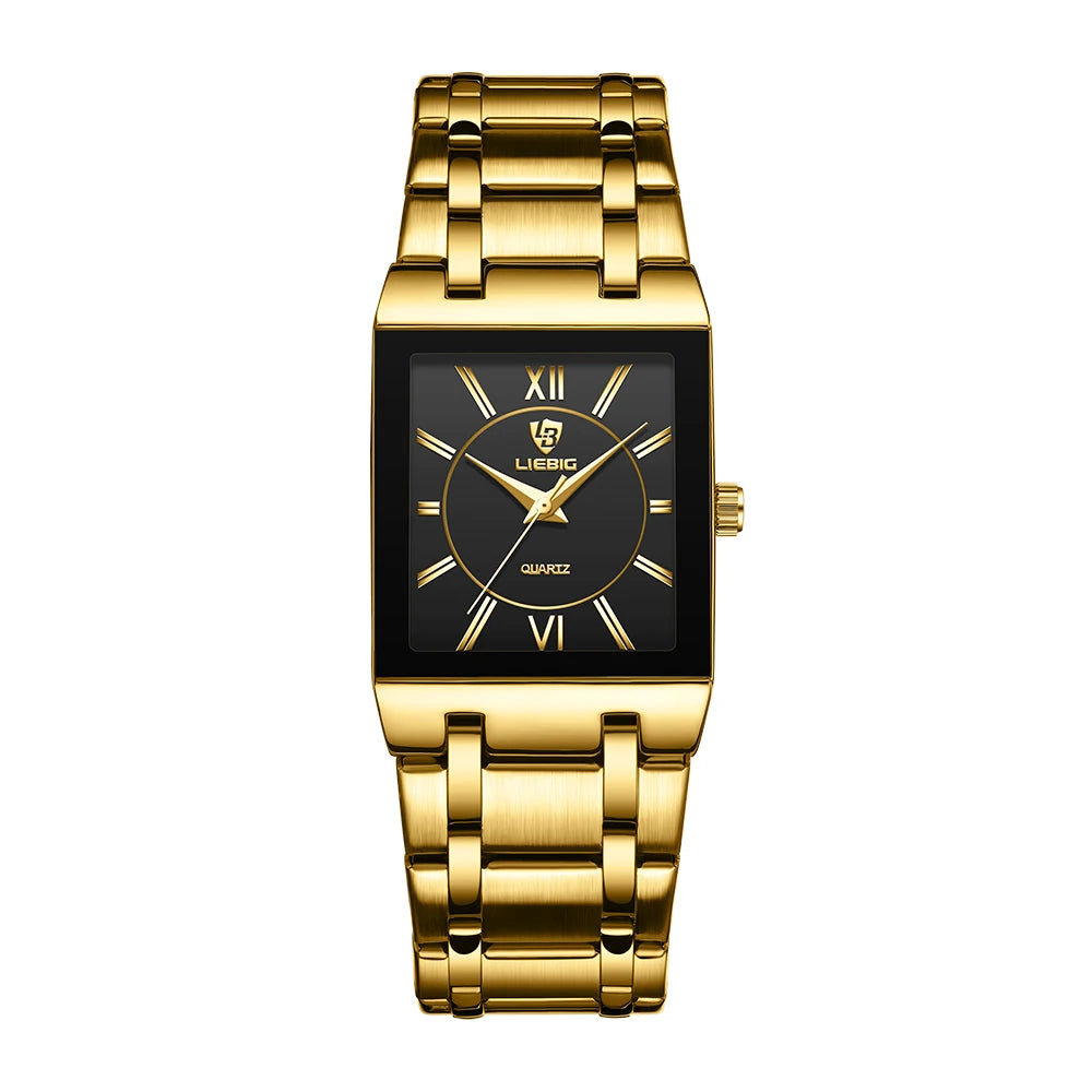 New Mens Watch Luxury Steel Bracelet Gold Quartz movement Waterproof Golden Wristwatches For Woman Watch relogio masculino Clock