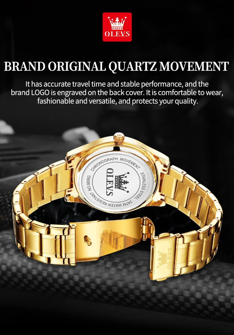OLEVS 9806 Classic Men's Watches Roman Scale Date Week Stainless steel Business Waterproof Hand Clock