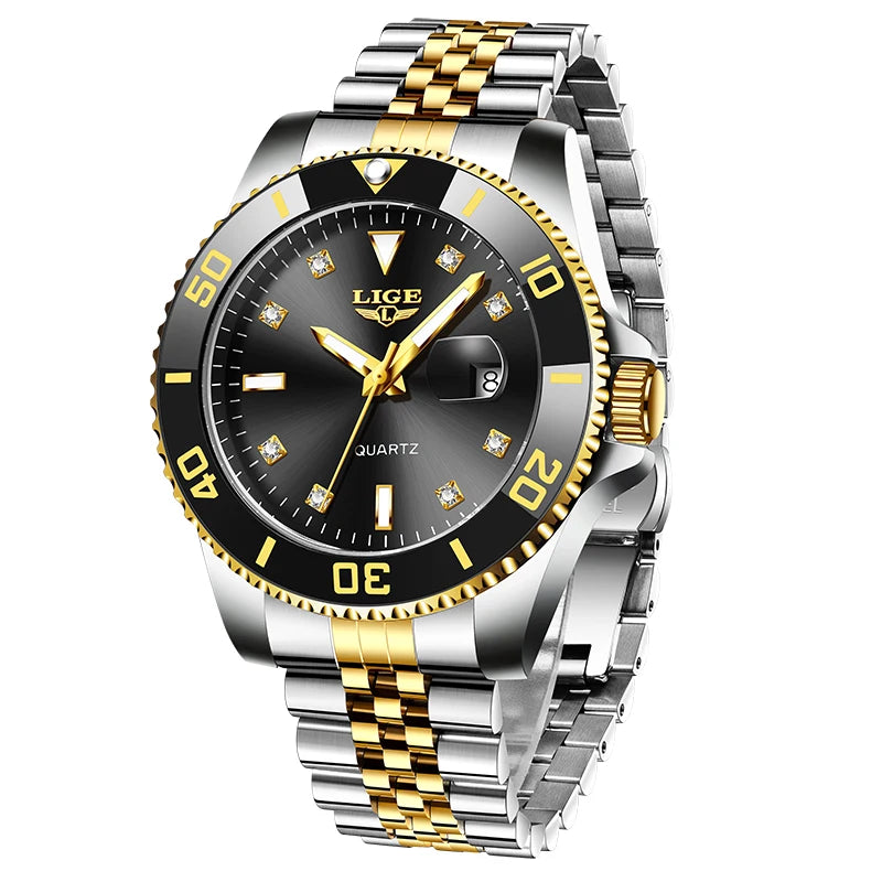 LIGE Men Top Brand Luxury Watch Fashion Diver 30ATM Waterproof Wristwatch Date Clock Sport Quartz Watches Mens Relogio Masculino