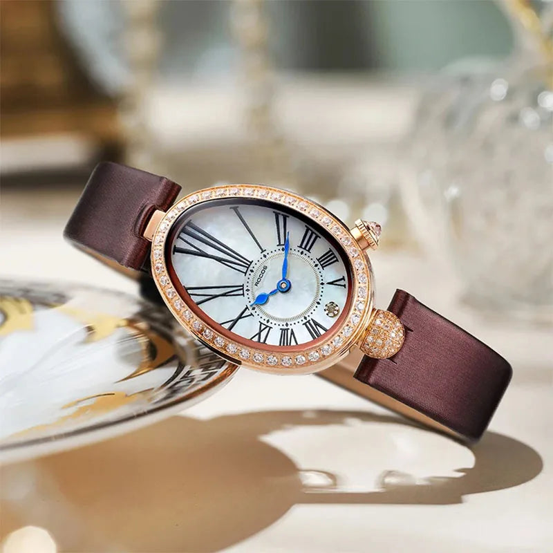 ROCOS Luxury Brand Woman Watch High Quality Fashion Oval Ladies Fashion Quartz watches Leather Waterproof  Watch for Women R0233