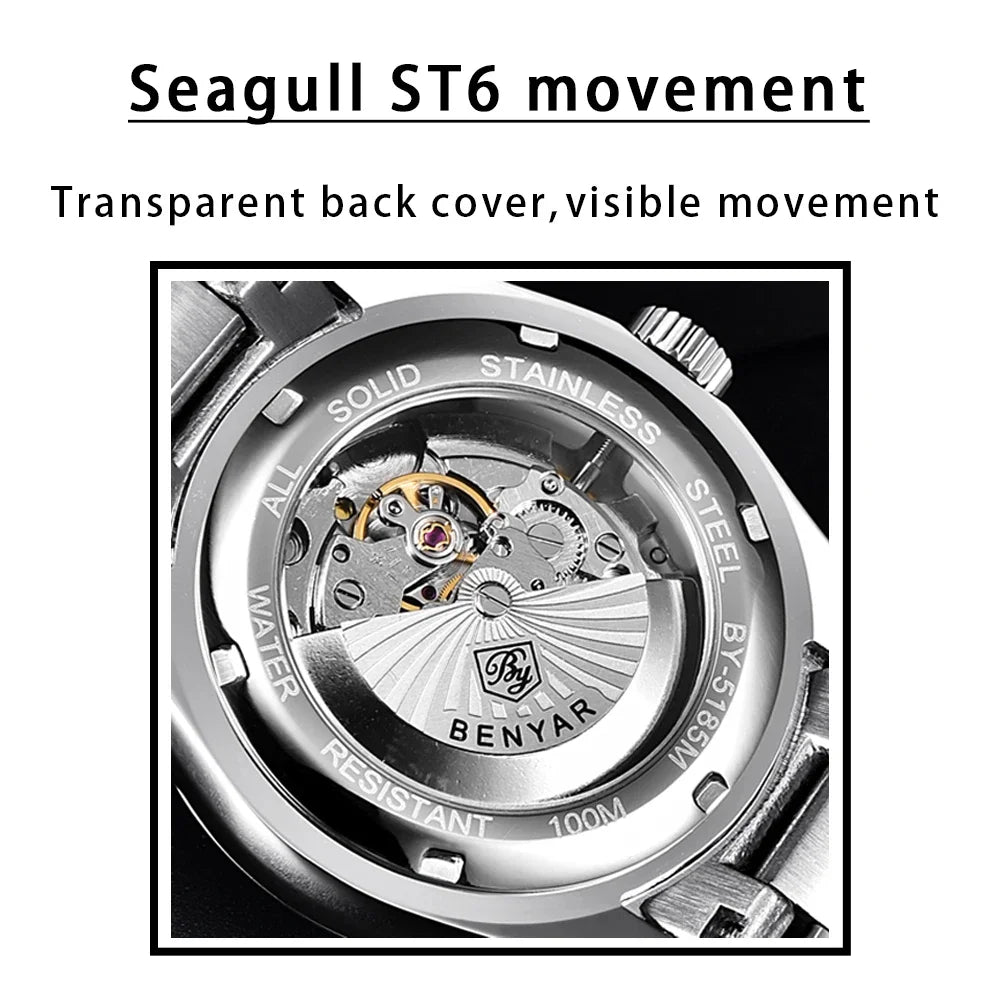 Relojes Hombre 2025 BENYAR New Watches Men Luxury Brand Chronograph Male Sport Watches Waterproof Stainless Steel Quartz Watch