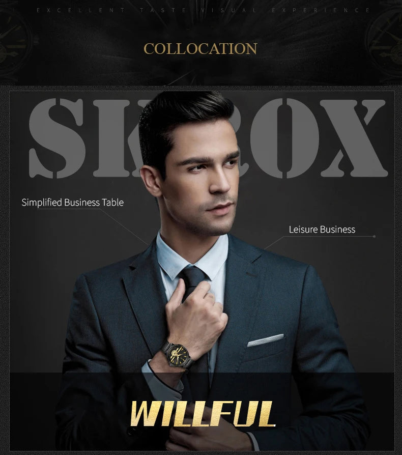 2025 SKROX Original High-End Luxury Elegant Automatic Movement Clockwork Thin Man Watch Mechanical Waterproof Male Wrist Watches