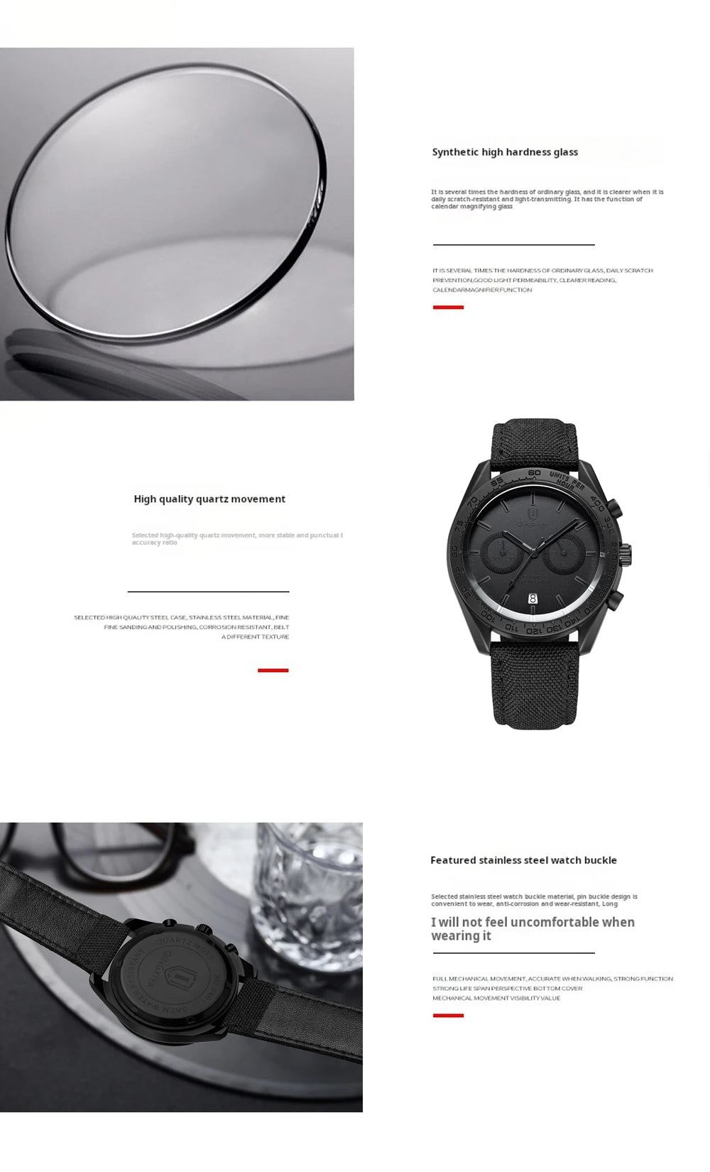 QINGXIYA Fashion Chronograph Quartz Watch for Men Sports Leather Strap Waterproof Date Luxury Mens Watches Relogio Masculino