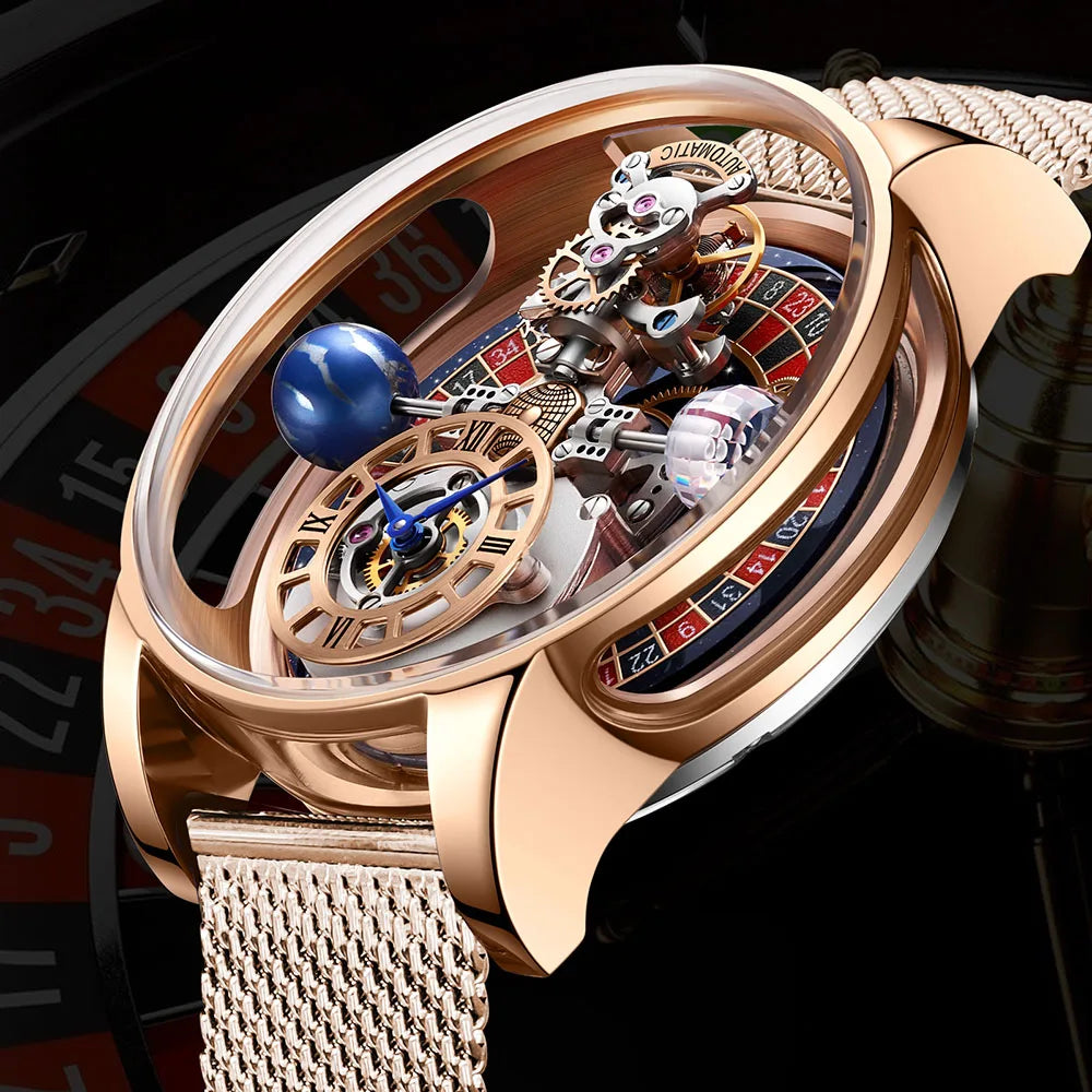 Las Vegas Roulette PINDU DESIGN Mens Watches Top Brand Luxury Astronomia Quartz Watch Montre Homme