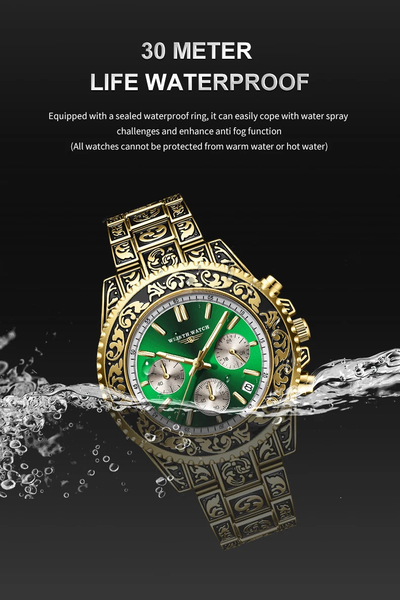 Retro Luxury Watches for Man Automatic Watch Sculpture Wrist Watch Waterproof Stainless Steel Watch Men's Clock Vintage reloj