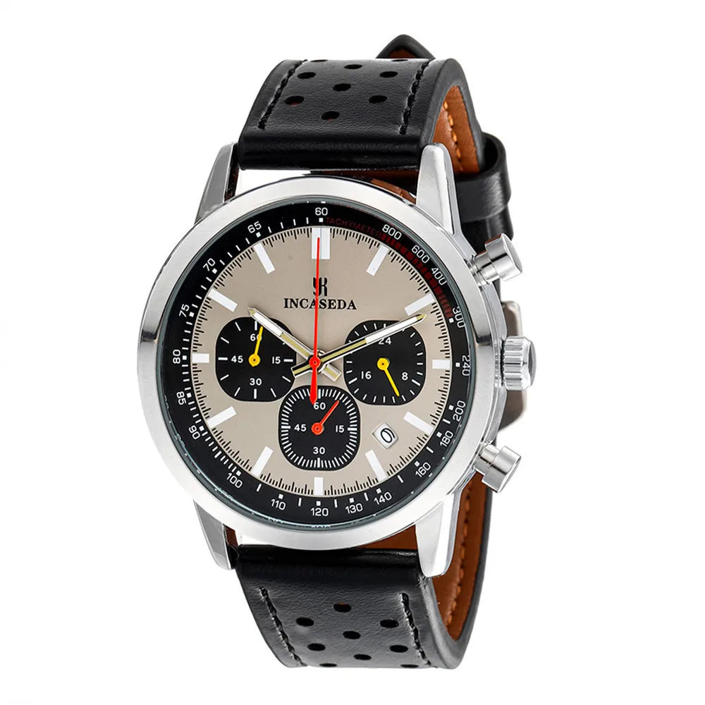 Luminous Couple Watch Chronograph Quartz Leather Multifunctional Sports Waterproof with Date Display