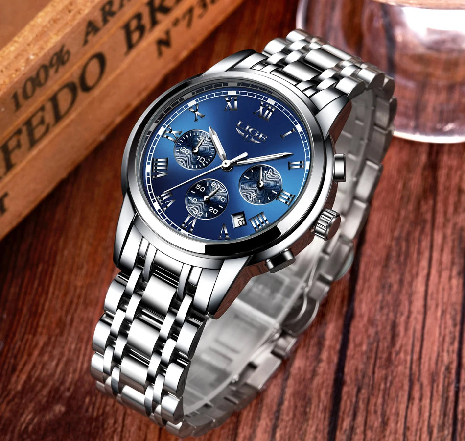 Relojes Hombre 2024 New LIGE Watches Men Luxury Brand Chronograph Male Sport Watches Waterproof Stainless Steel Quartz Men Watch