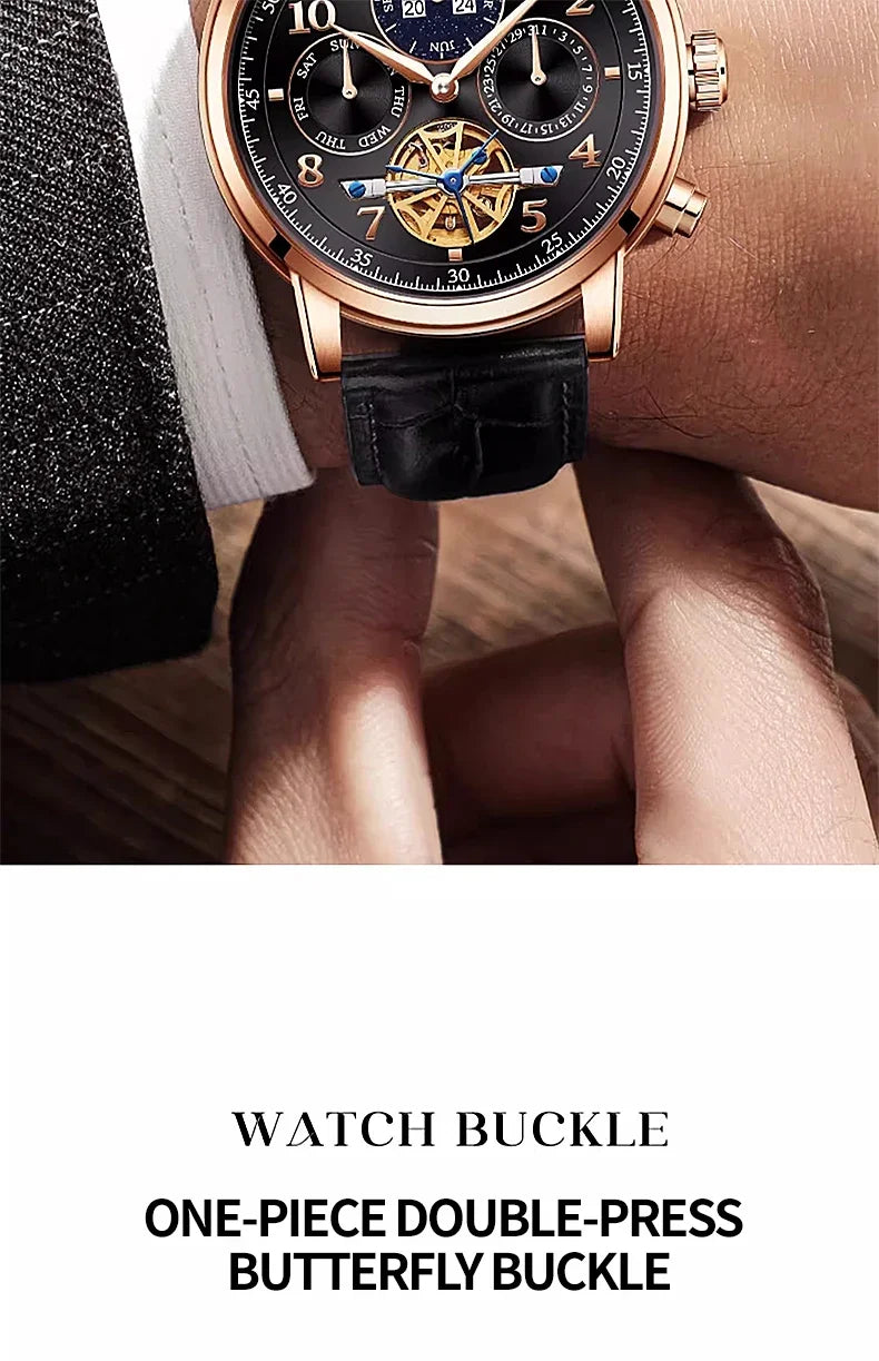 BEXEI 2025 Perpetual Calendar Automatic Watch Waterproof Mens Watches Top Brand Luxury Tourbillon Mechanical Watches for Man