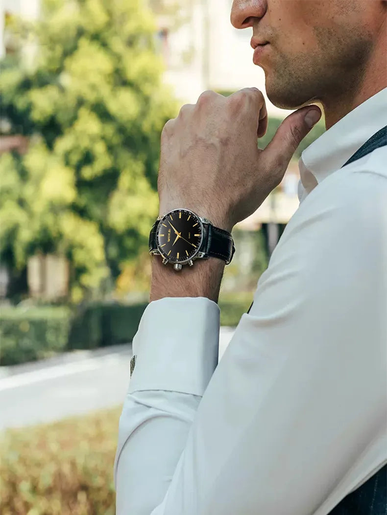 2023 New Wokai Men's Watches Fashion Business Watches Men Casual Leather Belt Quartz Wristwatches Relogio Masculino Reloj Hombre