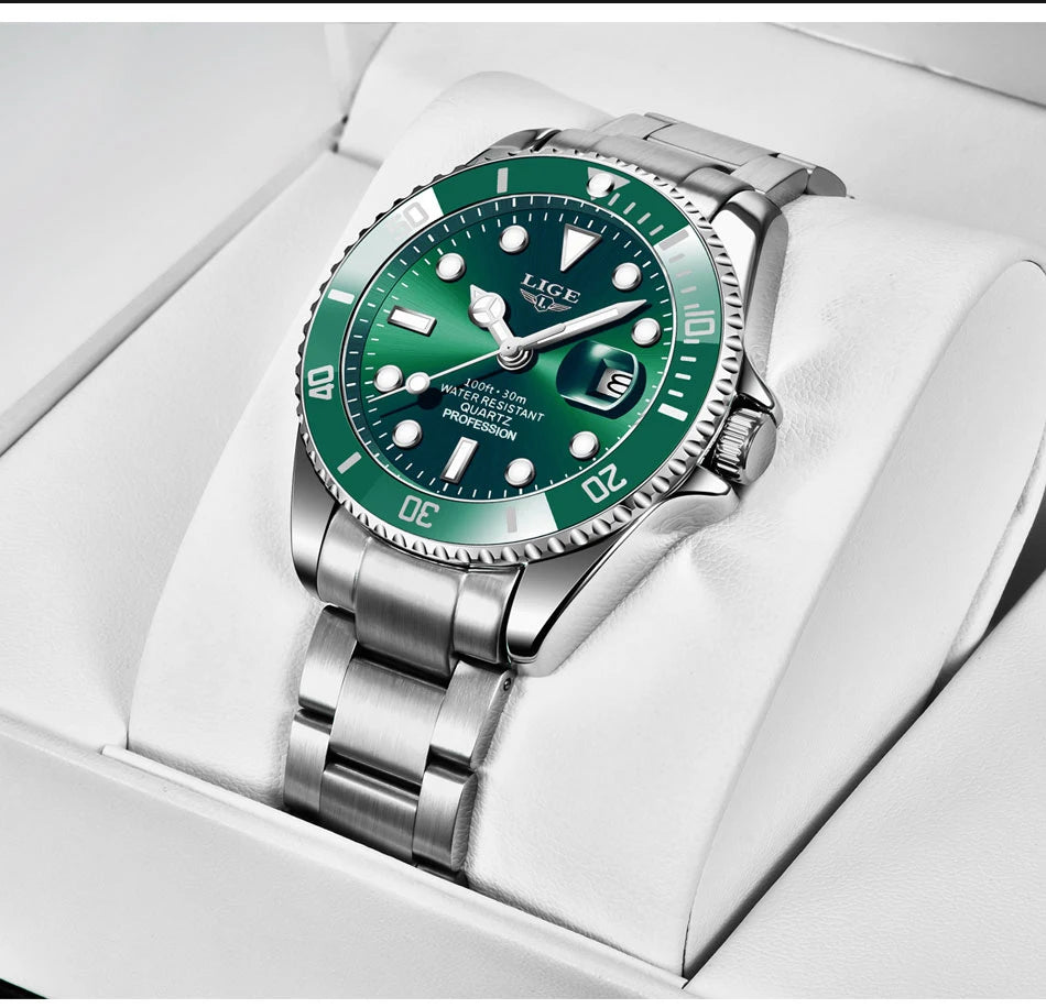 Reloj Hombre LIGE Luxury Business Man Watch Waterproof Luminous Male Clock Fashion Calendar Stainless Steel Quartz Men Watches