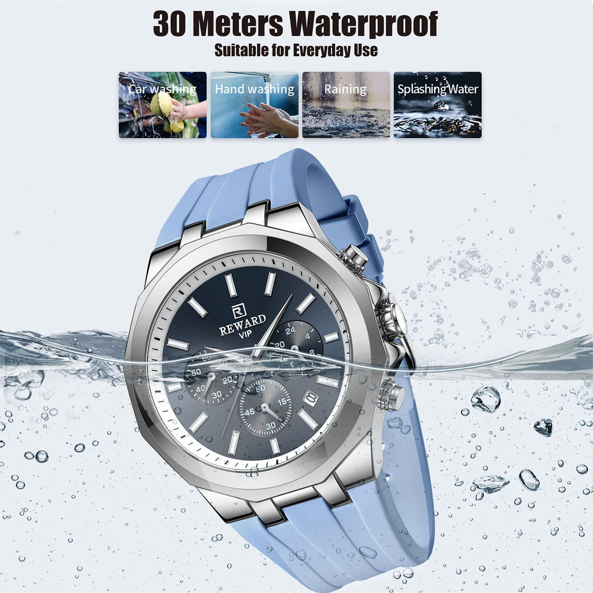 REWARD Mens Watches Top Luxury Brand Waterproof Sport Wrist Watch Chronograph Quartz Military Genuine Relogio Masculino