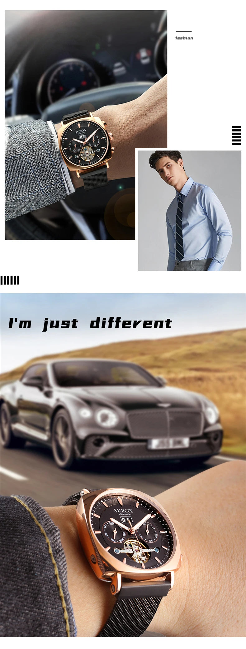 SKROX Square Tourbillon Automatic Movement Man Watch Mechanical Male Wristwatches Original Brand High-End Luxury Clockwork reloj