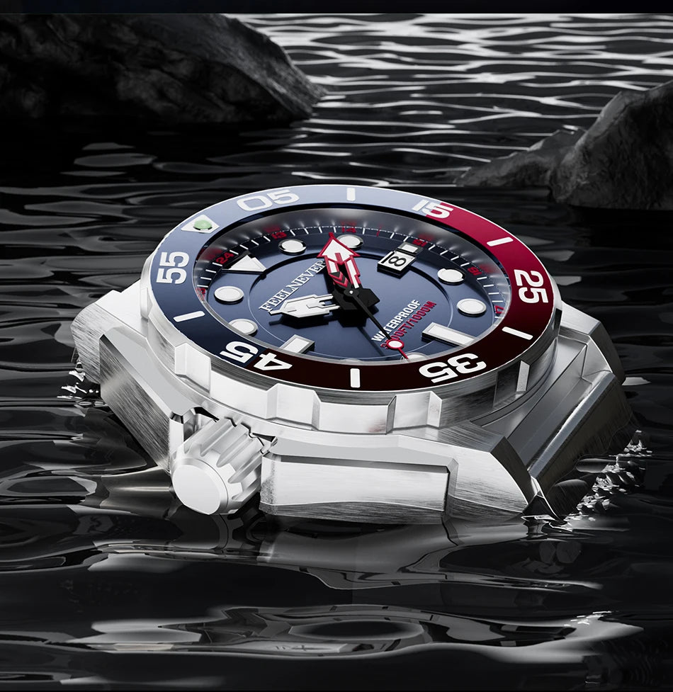 LIGE Top brand luxury watches mens automatic mechanical watch luminous large dial 1000M Gift waterproof relogios masculino+BOX