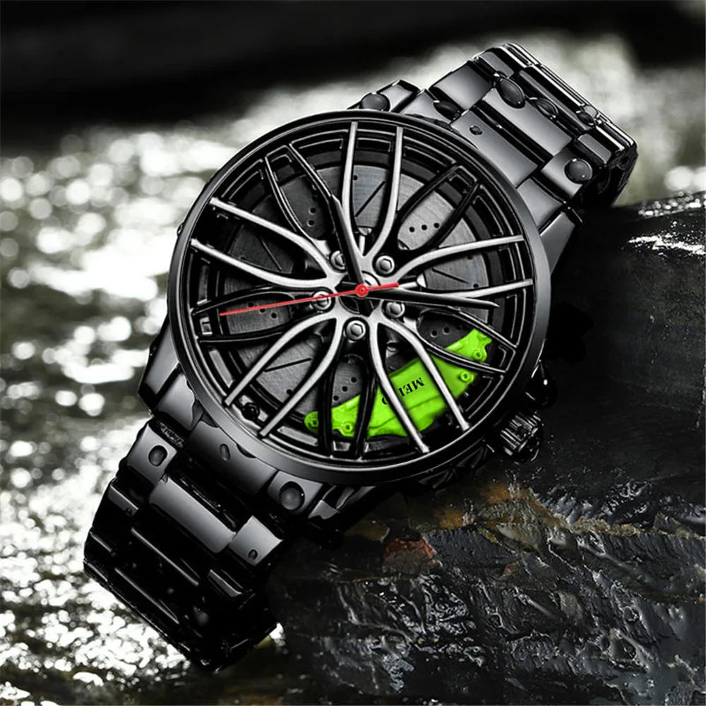 2025 Top Men Leather Watches Men Car Wheel Hub Stainless Steel Quartz Watch For Mens Military Sports Watch Relogio Masculino