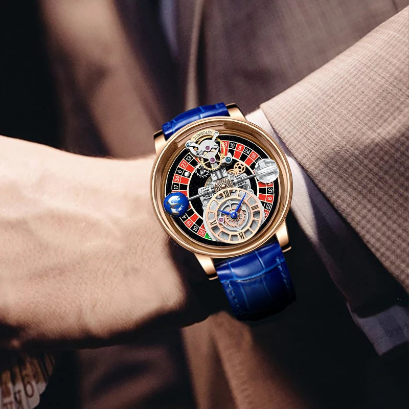 Relogio PINDU Fixed Roulette Watch Latest Design Quartz Watch Men Waterproof Leather Man Wristwatch Upgraded Version