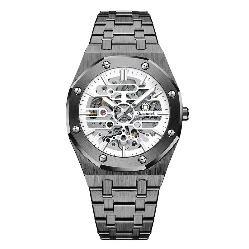 Luxury Men’s Automatic Mechanical Watch, Skeleton Design Self-Winding Wristwatch, Hot-Selling Export Business Watch