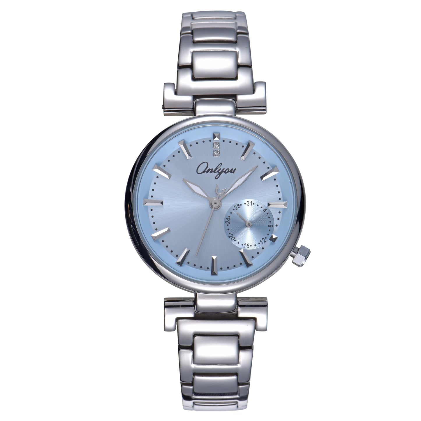 ONLYOU Luxury Women's Watch with Calendar and Analog Quartz Design, Stylish and Simple Stainless Steel Strap, Watch Box Included