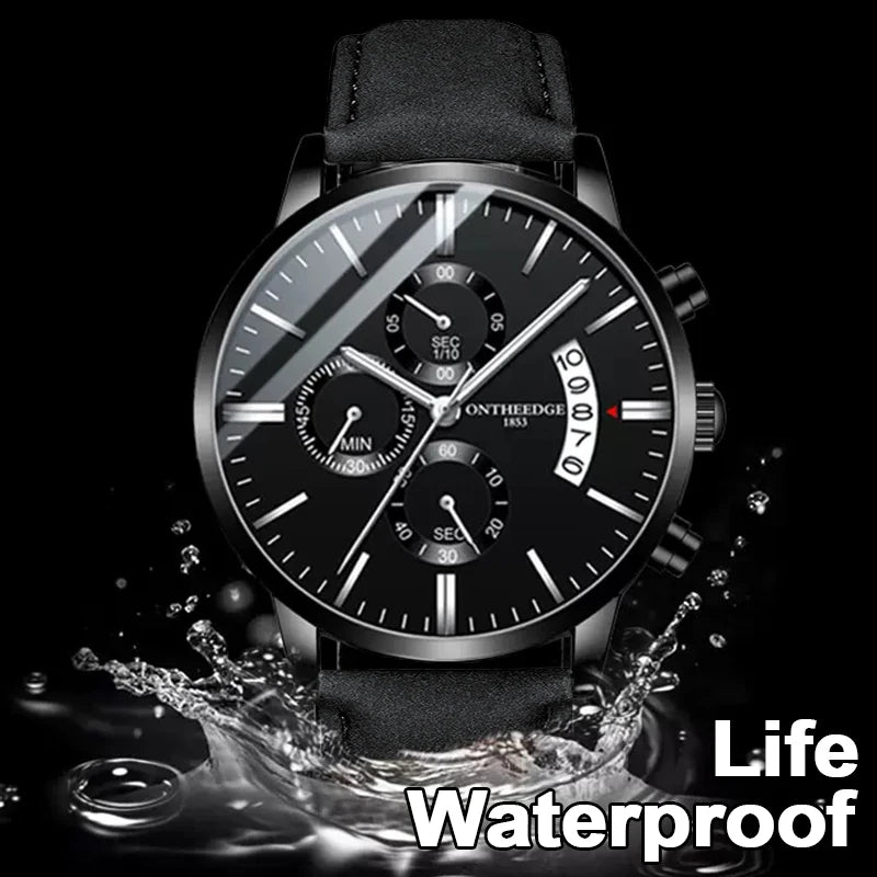 2023 Fashion Men's Watch Brand Luxury Male Quartz Watches Minimalist Casual Leather Strap Digital Calendar Wristwatch Men Clock