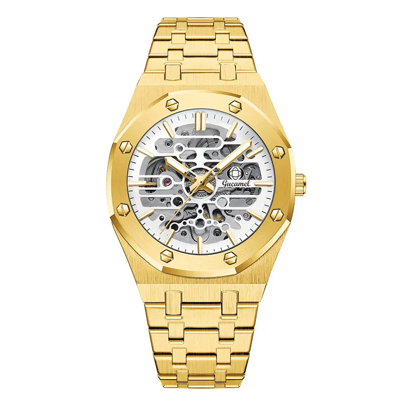 Luxury Men’s Automatic Mechanical Watch, Skeleton Design Self-Winding Wristwatch, Hot-Selling Export Business Watch