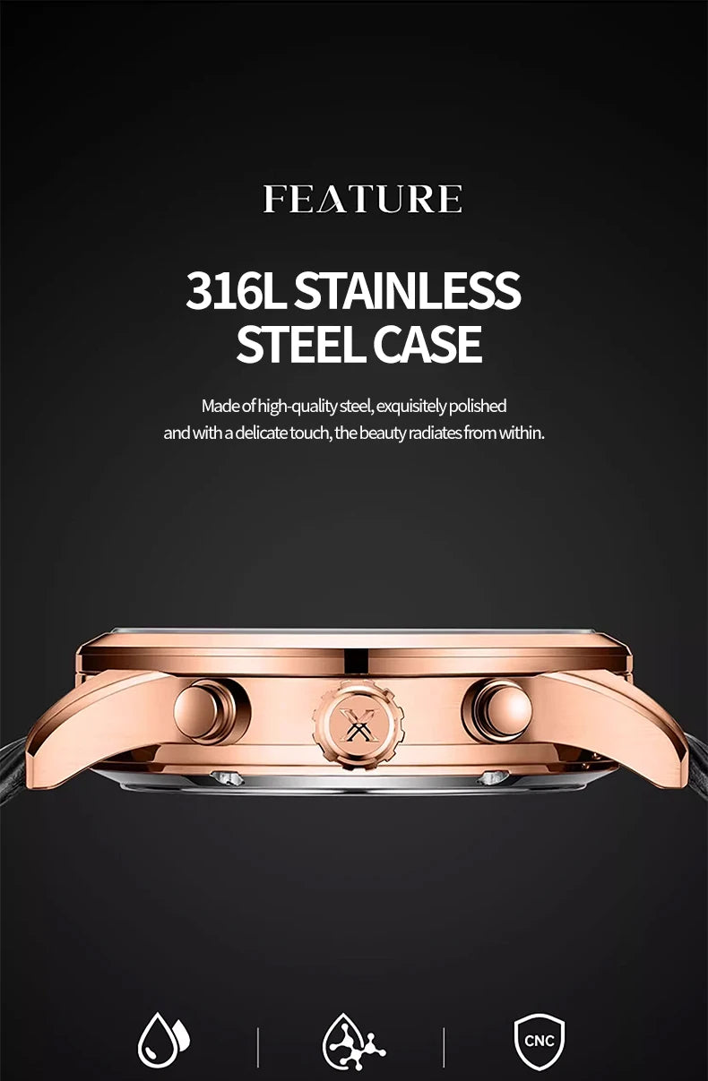 BEXEI 2025 Perpetual Calendar Automatic Watch Waterproof Mens Watches Top Brand Luxury Tourbillon Mechanical Watches for Man