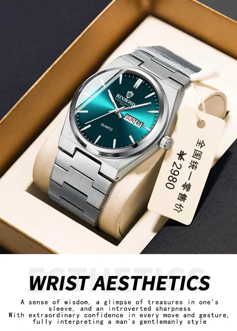 Luxury Square Sport Man Wristwatch Waterproof Luminous Chronograph Quartz Men's Watches Stainless Steel Men Watch Reloj