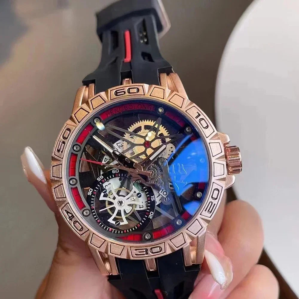 Luxury 3D Creative 2025 Quartz Watches Men AAA Cool 49mm Big Dial Rubber Strap Waterproof Original Wristwatch Relogio Masculino