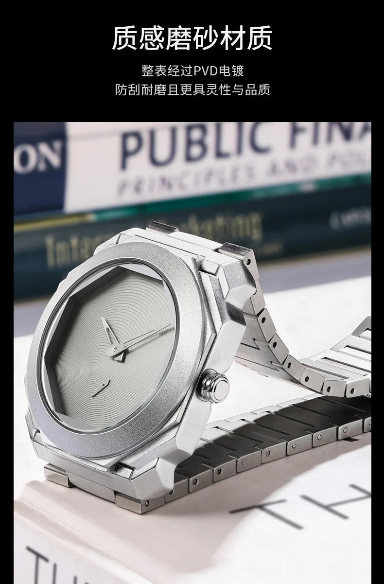 New Watches for Men Luxury Stainless Steel Unique Octagonal Dial Waterproof Quartz Wristwatches Relogio Masculino Drop Shipping