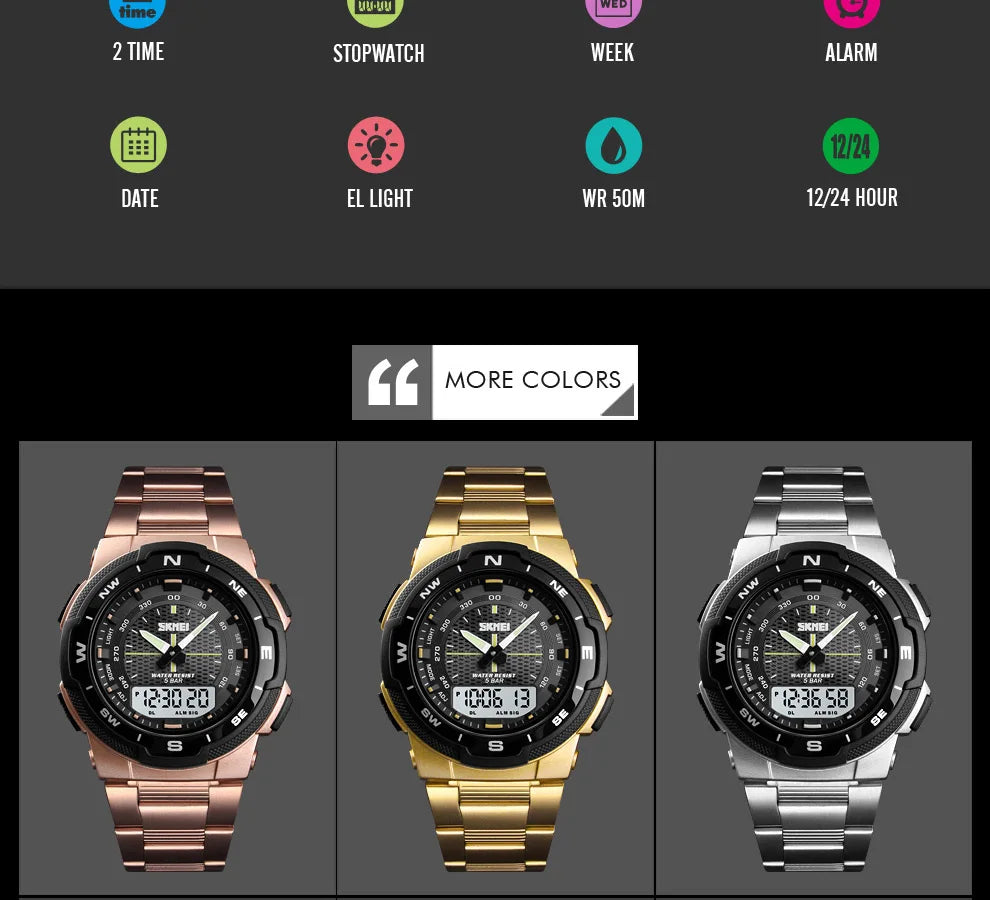 SKMEI 1370 Luxury Full Steel Business Waterproof Watch Relogio Masculino Watch Men Fashion Sport Quartz Clock Mens Watches