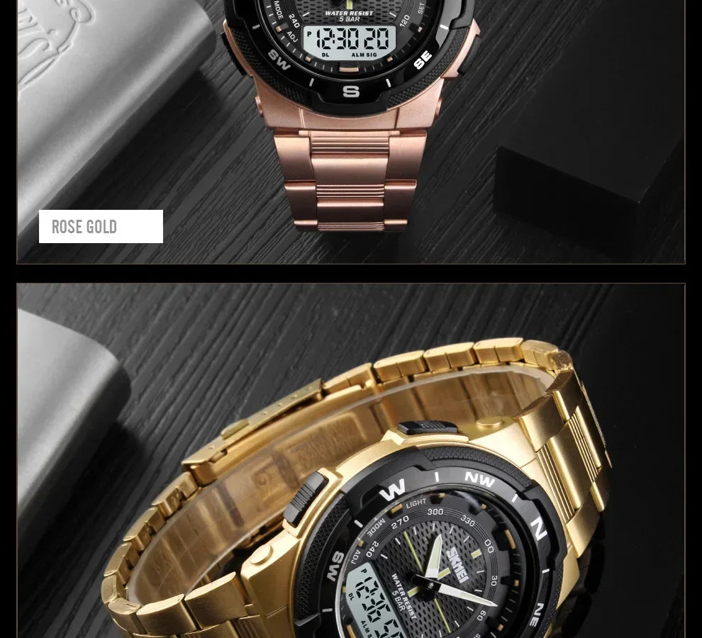 SKMEI 1370 Luxury Full Steel Business Waterproof Watch Relogio Masculino Watch Men Fashion Sport Quartz Clock Mens Watches