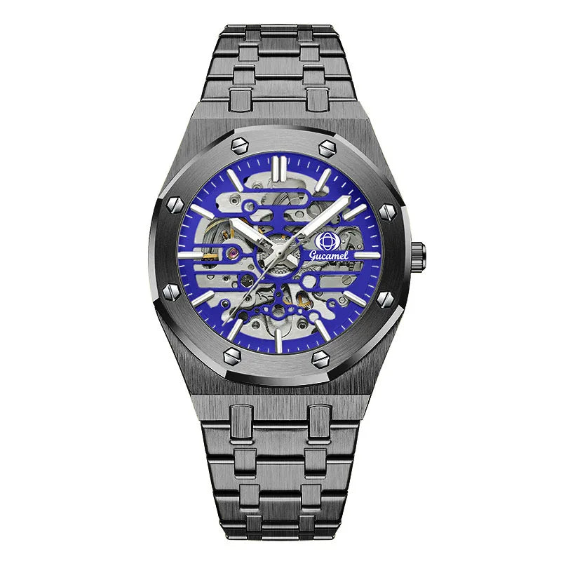 Luxury Men’s Automatic Mechanical Watch, Skeleton Design Self-Winding Wristwatch, Hot-Selling Export Business Watch