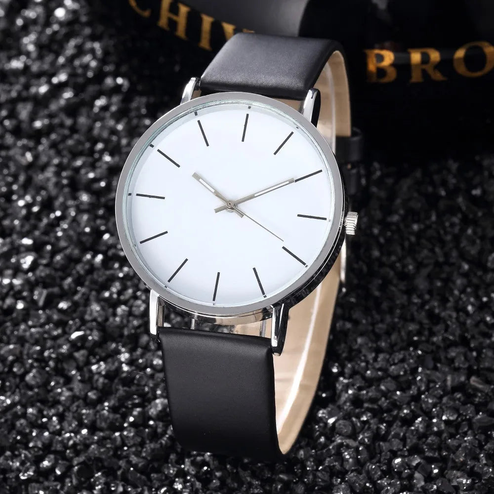 Luxury Brand Men's Watches Fashion Metal Round Dial Analog Quartz Wristwatch for Men Women Leather Band Casual Simple Male Clock