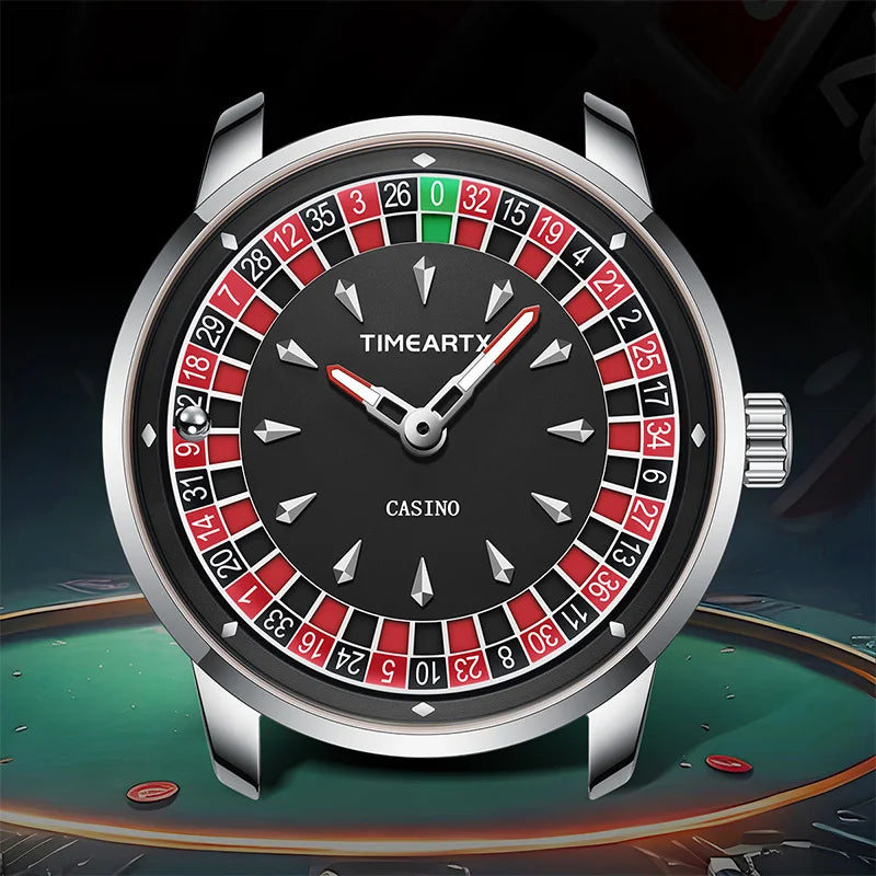 TIMEARTX Brand New Luxury Quartz Watches Man European Roulette Poker Game Wristwatch