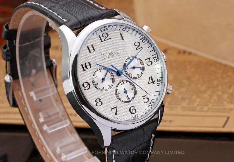 JARAGAR Luxury Replica Six Hands Multifunctional Automatic Man Watches Leather Elegant Mechanical Waterproof Male Wrist Clock