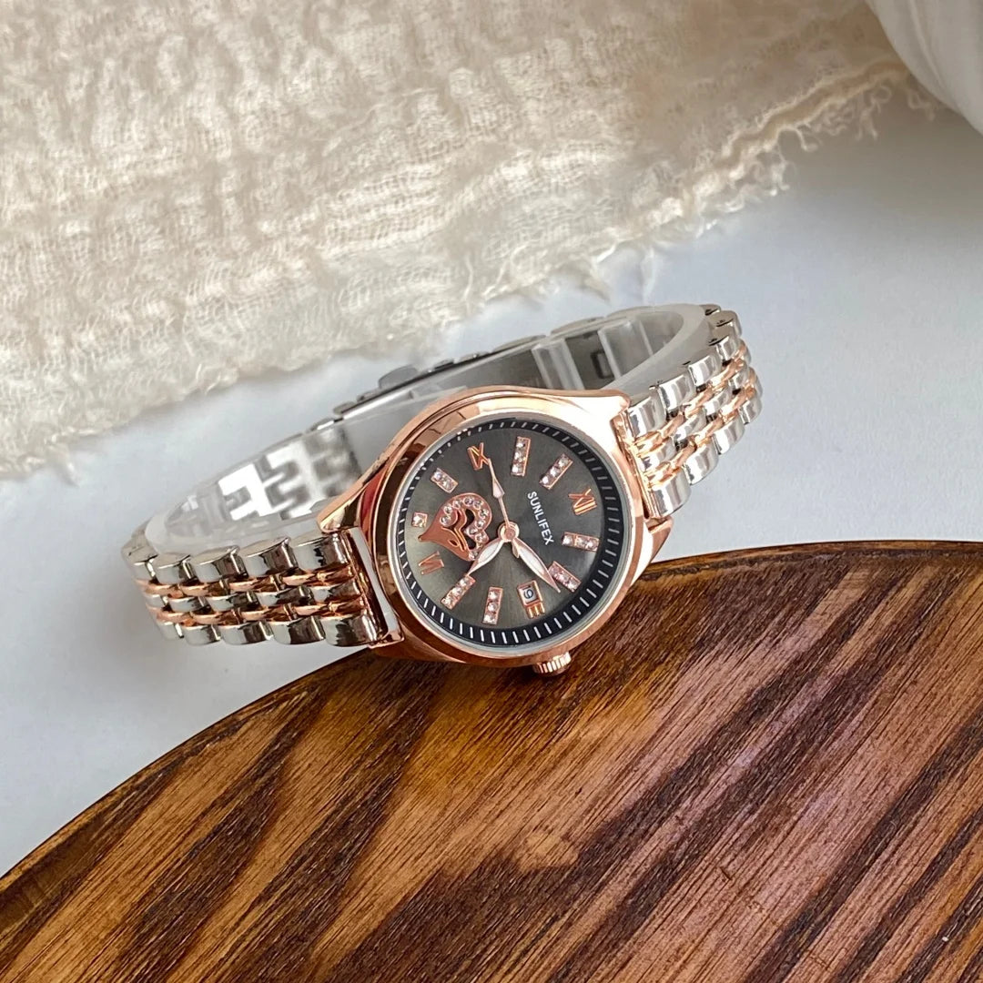 Luxury Watches For Women Lover Dial Rose Gold Stainless Steel With Date Quarzt Wristwatch Ladies Watches Relogio Feminino
