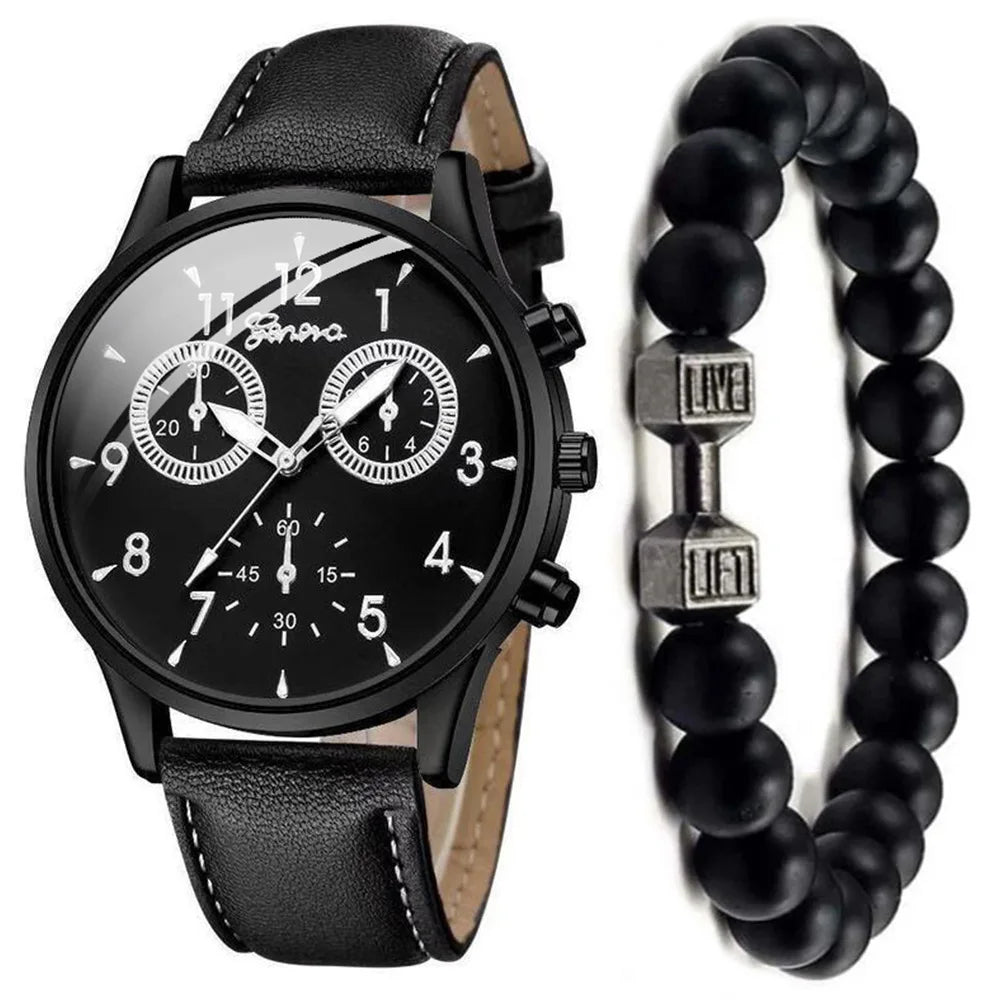 New Hip Hop Mens Fashion Watches Luxury Male Clock Wristwatch Sport MensWrist Watch Bracelet Set Relogio Masculino