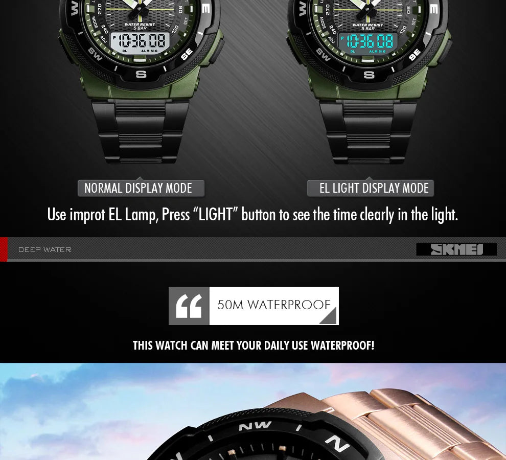 SKMEI 1370 Luxury Full Steel Business Waterproof Watch Relogio Masculino Watch Men Fashion Sport Quartz Clock Mens Watches