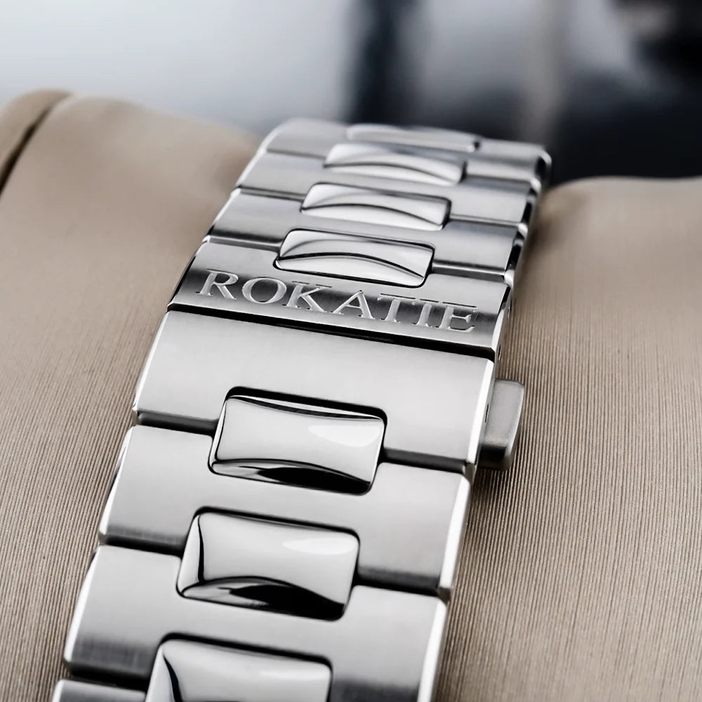 ROKATIE 2024 Luxury 9015 Japanese Movement Stainless Steel Watch 38mm Case Luminous Feature Day 50m Waterproof Watches for men