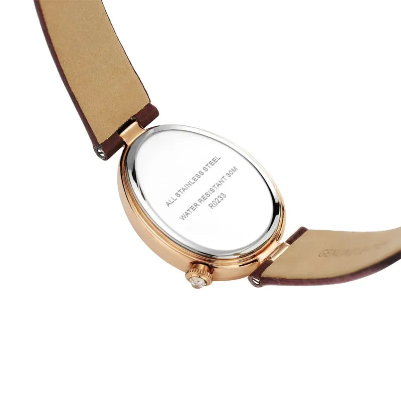 ROCOS Luxury Brand Woman Watch High Quality Fashion Oval Ladies Fashion Quartz watches Leather Waterproof  Watch for Women R0233