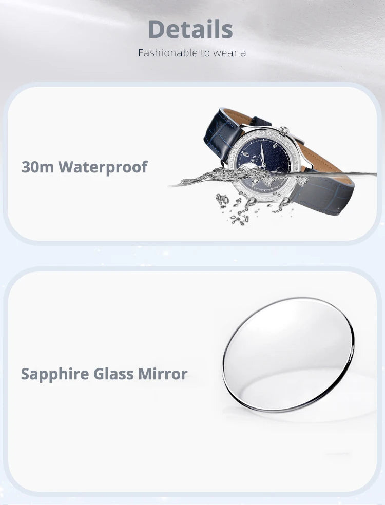 Relogio Feminino IW Fashion Diamonds Watches for Woman Sapphire Leather Luminous Waterproof Switzerland Made Quartz Watches 2025