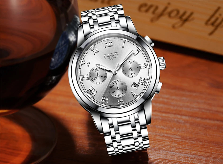 Relojes Hombre 2024 New LIGE Watches Men Luxury Brand Chronograph Male Sport Watches Waterproof Stainless Steel Quartz Men Watch