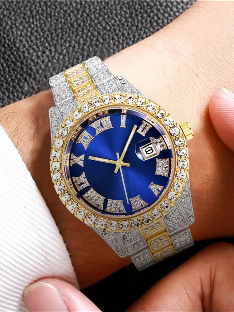 Relogio Masculino Men's Watches Luxury Quartz Watch Stainless Steel Diamond Fashion Luminous Clock Gift Watch Calendar 2023