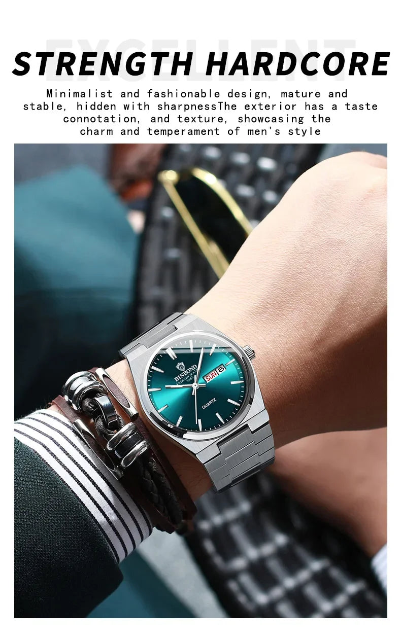 Luxury Square Sport Man Wristwatch Waterproof Luminous Chronograph Quartz Men's Watches Stainless Steel Men Watch Reloj